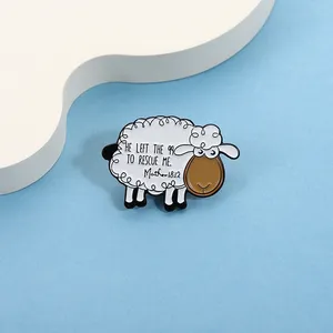 Broches en émail Jésus 'Il est parti en quête de moi' et 'Il a sauvé la vie', motifs moutons mignons de dessin animé, badges pour sacs à dos et revers, bijoux amusants, cadeaux pour amis - Product Image 1