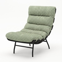 Chaise longue en tissu à motif géométrique moderne, coussin segmenté, structure métallique, fauteuil inclinable de loisirs pour la maison, le balcon, l'hôtel