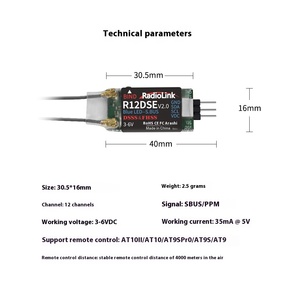 Ledi R12DSE มินิ 12 ช่องสัญญาณ ตัวควบคุมหลายแกนแบบพลาสติก รองรับสัญญาณ SBUS สำหรับรถ เรือ และอะไหล่โดรนแข่ง AT9S PRO - Product Image 5