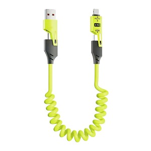 Câble de charge de voiture rétractable 4 en 1 - Câble de données de charge rapide pour Micro-<span class=keywords><strong>USB</strong></span> et Type-C, charge ultra rapide - Product Image 1