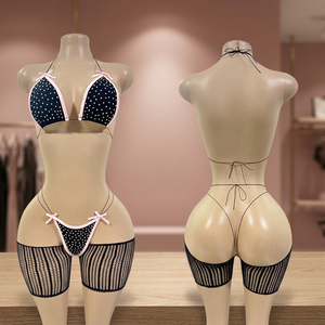 Tenue de pole dance pour femmes avec strass, en polyester/rayonne, sexy, pour danseuses exotiques - Product Image 3