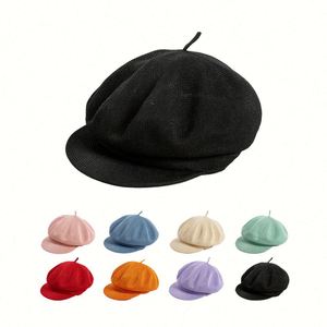 หมวกถักแบบสบายๆ ระบายอากาศได้ดีสำหรับผู้หญิง เหมาะสำหรับฤดูใบไม้ผลิและฤดูร้อน ป้องกันแสงแดด หมวกเบเร่ต์สำหรับผู้หญิง - Product Image 1