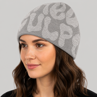 Bonnet tricoté jacquard personnalisé style décontracté automne-hiver avec lettres, chaud et tendance pour l'extérieur, style urbain, bonnet de luxe