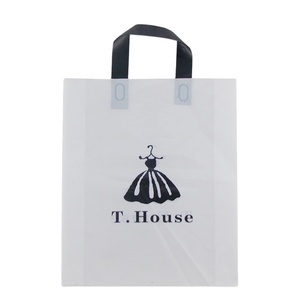 Biodegradable material custom logo printed white packing plastic bags manufacturing for clothing shopping bags