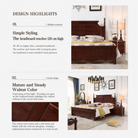 Lit double en bois massif de chêne rouge et pin de Nouvelle-Zélande, style colonne romaine moderne simplifiée, haute densité, pour chambre d'hôtel