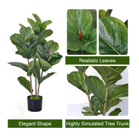 Arbre artificiel en plastique en gros, Ficus lyrata, simulation réaliste et écologique, verdure pour la décoration de la maison, du bureau et du salon