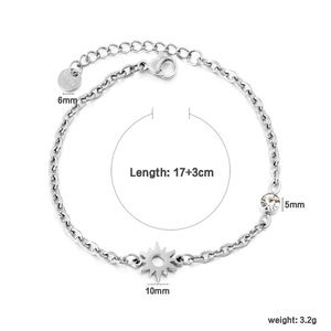 Pulsera con Dije de Sol, Cadena Dorada, Engaste de Cristal, Unisex, Uso Diario, Joyería Minimalista - Product Image 5