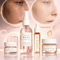Perawatan Kulit Alami Mawar Hibiscus Label Pribadi Set Perawatan Wajah Melembapkan Mencerahkan Kit Perawatan Wajah Organik Set Perawatan Kecantikan Wajah Kit Kecantikan