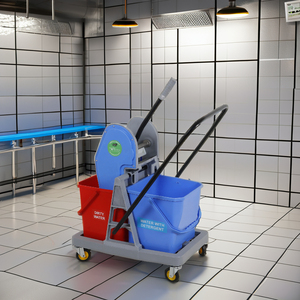 Double Tank <b>Mop</b> <b>Bucket</b> Trolley 10-15L Plastic Side Press Wringer Cleaning Cart for Indoor Use - Product Image 4