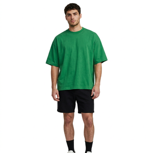 Camiseta de Hombre 100% Algodón, Manga Corta, Cuello Redondo, Color Verde Azulado Sólido, Estilo Informal, Corte Regular - Product Image 1