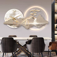 Peinture murale moderne en acrylique et porcelaine avec horloge murale silencieuse, art mural contemporain à LED, décoration pour hôtel et maison
