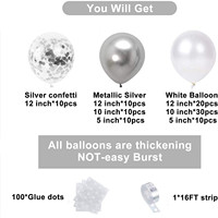 Huming – guirlande de ballons blanc argenté pour adulte, accessoires de fête, ensemble de luxe, anniversaire, mariage, décoration de fête, Kit d'arc de ballons