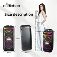 Sistema de Altavoces Profesional para DJ Oudiobop, Doble Woofer de 6.5 Pulgadas, Micrófono Inalámbrico Dual, para Bodas, Celebraciones, Fiestas al Aire Libre y en el Patio
