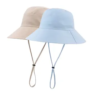 버킷 햇 제조업체 여름 야외 폴리에스터 사냥 모자 끈 일반 빠른 건조 통기성 큰 챙 태양 버킷 모자