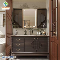 2025 OEM Juerte Meilleures ventes Ensemble de meuble-lavabo moderne pour salle de bain avec meuble de rangement, miroir, lavabo, robinet et éléments en cuivre