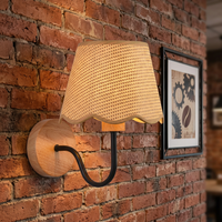 Lampe murale scandinave en bois avec abat-jour en rotin, douille E27, éclairage mural pour chambre à coucher