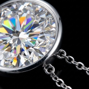 Collier pendentif bulle en moissanite plaqué or argent S925 avec chaîne O géométrique unisexe - Product Image 3