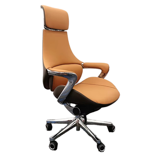 Chaise de bureau de direction de luxe contemporaine moderne en cuir véritable de qualité supérieure, réglable en hauteur, avec siège pivotant 198 Contemporaine - Product Image 4