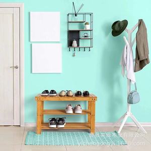Natural Bamboo <b>Shoe</b> Rack Three Tier <b>Storage</b> Bench <b>Space</b> <b>Saving</b> Entryway Organizer For Home Use - Product Image 1
