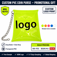 Dompet Koin PVC Transparan Logo Kustom Tas Penyimpanan Mini Kartun Cetak Kustom Dompet Nol Kustom Kantong Kunci Earphone
