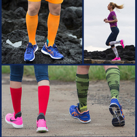 Chaussettes de sport en fibre de cuivre élastiques longues jusqu'aux genoux pour le cyclisme et la course à pied, logo personnalisé pour hommes, chaussettes de compression 20-30 Mmhg