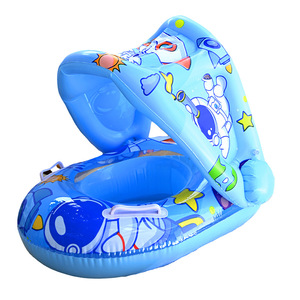 Anillo de natación inflable para niños con diseño de dinosaurio y toldo parasol de 57x65cm, juguete acuático para uso en piscina - Product Image 3