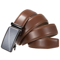 Ceinture automatique large en cuir de vachette, sans perforation, avec boucle dorée mate, pour homme, formelle et décontractée, double couche, lisse.