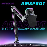 Micrófono RGB para juegos FIFINE AM8 PROT XLR/USB, micrófono gamer para PC, PS5, streaming, YouTube, micrófono gamer para juegos.