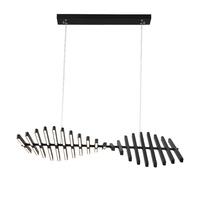 Hotel Villa Lustre noir Vague d'eau nordique LED Suspension décorative en os de poisson Suspension