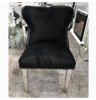 Chaise de salle à manger moderne en velours XY avec pieds chromés et boucle en forme de tête de lion - Meubles de salle à manger pour villa et hôtel - En solde