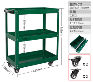 Carro de Herramientas de Tres Niveles, Carro de Taller, Caja de Herramientas Móvil, Carro de Reparación de Automóviles, Carro de Almacenamiento de Herramientas - Product Image 6