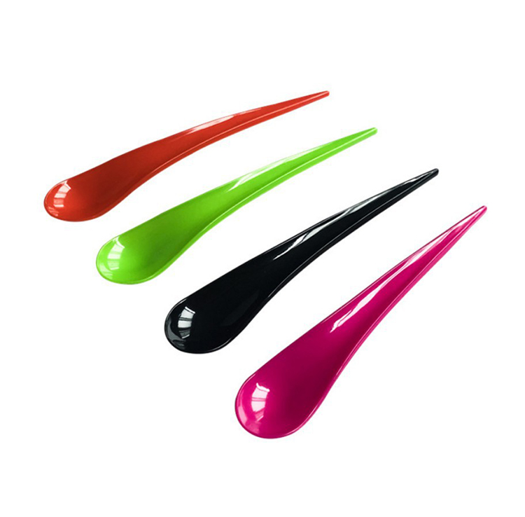 hot sale eco friendly custom disposable plastic drop shape Small dessert spoon ice-cream scoop spoon