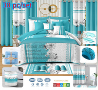 Parure de lit en gros avec rideaux, couvre-lit et édredon, taille King, 30 pièces