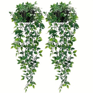 Grandes plantes artificielles suspendues, Datura à 9 branches avec pot, décoration intérieure et extérieure - Product Image 1