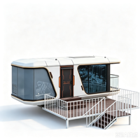 Maison mobile isolée et résistante aux intempéries, type capsule spatiale préfabriquée sur roues, structure en A, pour glamping, petite maison mobile, livraison directe d'usine