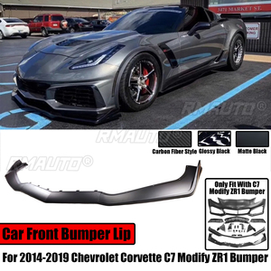 ลิ้นกันชนหน้ารถยนต์ 3 ชิ้น สำหรับ Chevrolet Corvette C7 ปี 2014-2019 ชุดแต่งกันชนสไตล์ ZR1 สปอยเลอร์แบบแยกส่วน สีดำเงา - Product Image 1