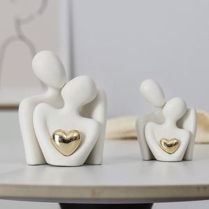 Linda Estatuilla Moderna de Cerámica de Pareja Abrazada, Decoración para Soporte de TV, Figura Decorativa, Adorno para el Hogar, Dormitorio, Fiesta, Regalo - Product Image 5