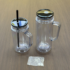 snow globe tumbler 16oz 20oz with handle snowglobe tumbler clear pre drilled DIY with <b>glitter</b> and custom stickers - Product Image 5