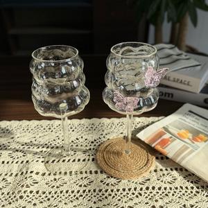 <span class=keywords><strong>Verre</strong></span> à vin rouge transparent en forme de grappe avec motif papillon rose en relief pour fêtes, bars et restaurants - Product Image 4