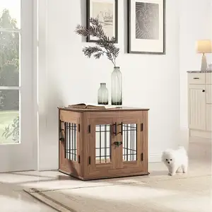 Indoor dekorative Haustier kiste Hundehütte Holzdraht Hundehütte Möbel Stil Hunde kiste