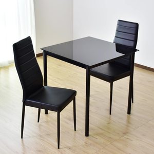 <span class=keywords><strong>3</strong></span> pezzi tavolo da pranzo in vetro nero con <span class=keywords><strong>2</strong></span> sedie imbottite da cucina tavolo quadrato <span class=keywords><strong>e</strong></span> <span class=keywords><strong>2</strong></span> sedie da pranzo per <span class=keywords><strong>2</strong></span> risparmio di spazio - Product Image 6