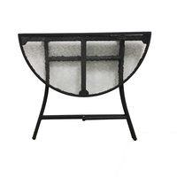 Ensemble de table de bar de balcon pliant noir meubles de patio de jardin extérieur avec base en acier pliable en verre trempé rond pour manger