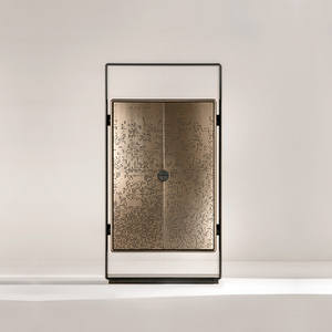 Armoire à <span class=keywords><strong>vin</strong></span> de luxe en acier inoxydable avec portes métalliques décoratives, casiers haut de gamme pour salons et projets hôteliers - Product Image 4