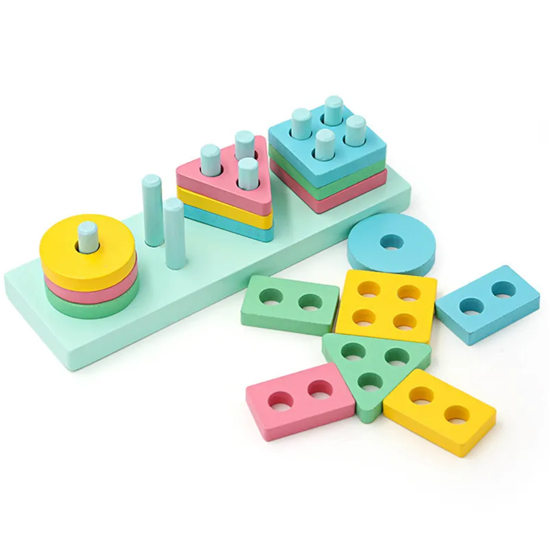 Giocattoli educativi in legno forma ordinamento blocchi impilabili in età prescolare puzzle per bambini giocattoli regali di compleanno per ragazzi ragazze età 1 2 3