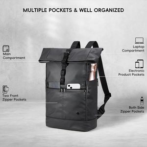 Sac à dos pour adolescents, collège, ville, affaires, bureau, unisexe, à enroulement, pour ordinateur portable, de haute qualité, échantillon gratuit - Product Image 3