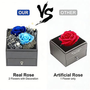 Boîtes à bijoux en rose éternelle avec fleurs naturelles Muses Jewels, boîte cadeau en acrylique, comprend un collier, cadeau pour la Saint-Valentin, cadeau pour la fête des mères - Product Image 3