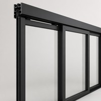Porte coulissante en aluminium à double vitrage trempé, moderne, pour séparation de terrasse