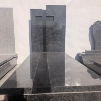 Monument funéraire vertical personnalisé en granit noir et gris pour cimetière russe, vente en gros