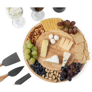 Plato de madera para queso y frutas, plato para pizza, plato giratorio para queso, plato giratorio, tabla de cortar giratoria con almacenamiento. - Product Image 2