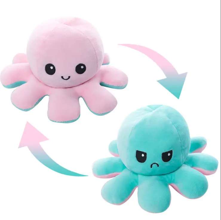 Custom Soft Animal Flip Plush Toy Stuffed Animals Toys Cute Plush Cartoon Doll Octopus Flip Reversible Octopus Plush Bed Pillows